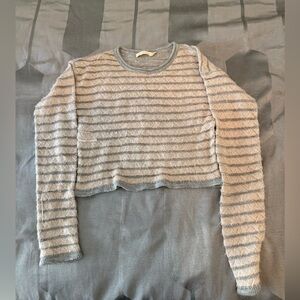 Striped Gray Women's Crew Neck Sweater